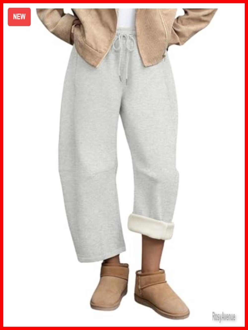 Fleece Lined Baggy Sweatpants Barrel Leg Drawstring Palazzo Pants